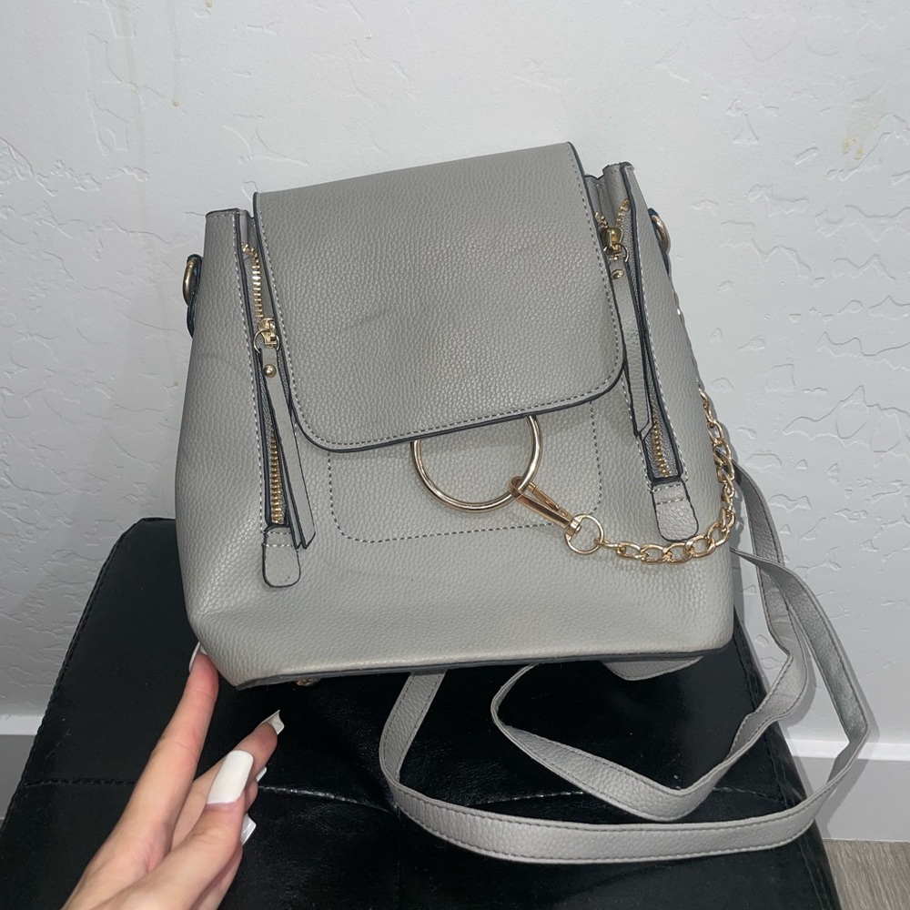 Gray convertible mini backpack/purse